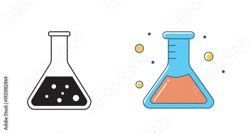 Laboratory Flask Chemistry Science Icon Vector Illustration