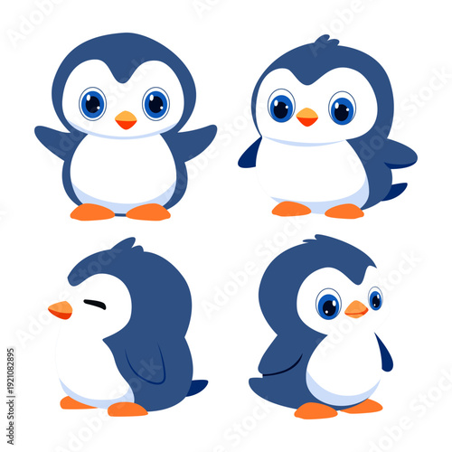 Set of cute penguin character
