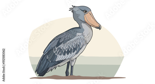 Shoebill Stork Bird Illustration - Unique African Wildlife Portrait