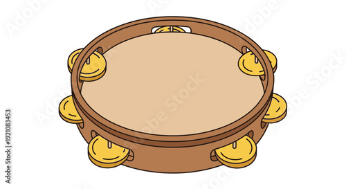 Tambourine musical instrument isolated on white background
