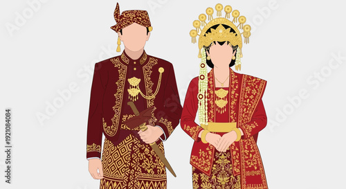 Traditional Indonesian Wedding Couple in Traditional Attire