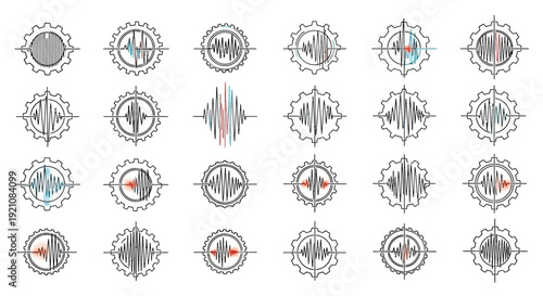 Audio Sound Wave Signal Frequency Technology Icon Collection