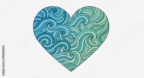 A heart shape filled with swirling blue and green patterns