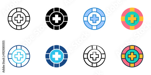 Search and Rescue icons set multiple style collection. Editable stroke 
