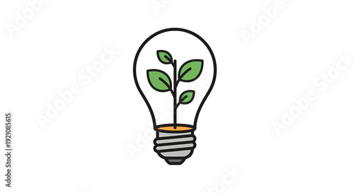 Light Bulb with Green Plant Inside.