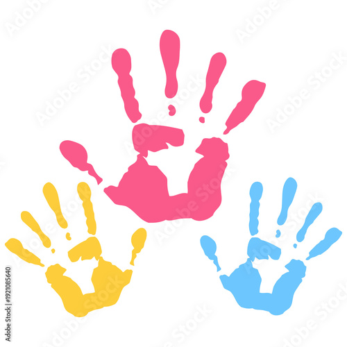 Colorful Hand Prints Kids Children Illustration Art