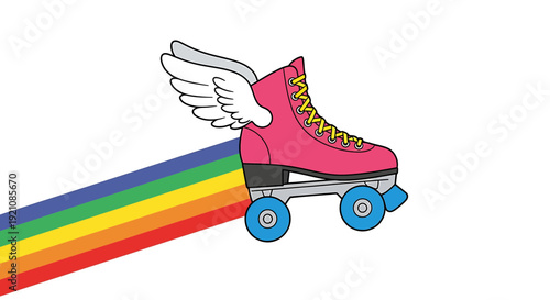 Pink Roller Skate with White Wings.