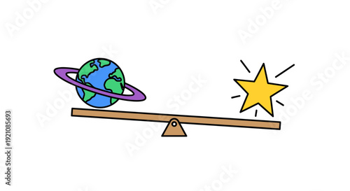 Planet and Star on Balance Scale.