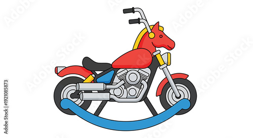 Red Motorcycle Toy on Rocking Horse Base.