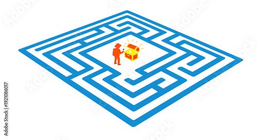 Man Finding Way Out of Maze.