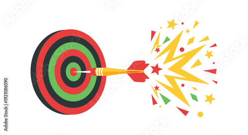 Dartboard Hit by Arrow with Explosion.