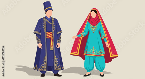 Traditional Uzbek Couple in National Costumes