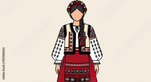 Ukrainian Woman in Traditional Folk Costume - Vyshyvanka Illustration