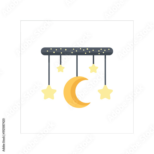Baby mobile moon and stars vector clipart for nursery decor and children's design