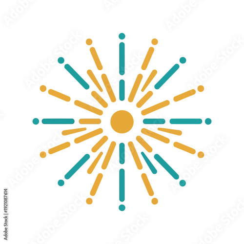 Firework burst vector clipart in flat style, colorful festive explosion for celebration design