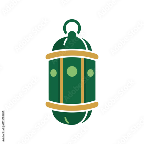 Green Ramadan Lantern Vector Clipart Isolated on White Background for Islamic Holiday Design