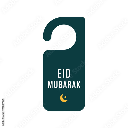Eid Mubarak vector clipart door hanger with crescent moon Islamic holiday decoration