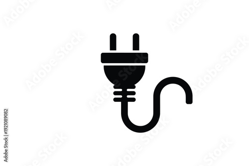 A simple black icon of an electrical plug on a white background.