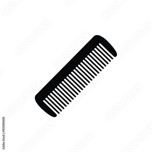 A simple black comb on a white background for grooming purposes.