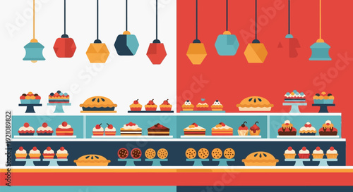 Colorful Desserts and Lights Displayed.