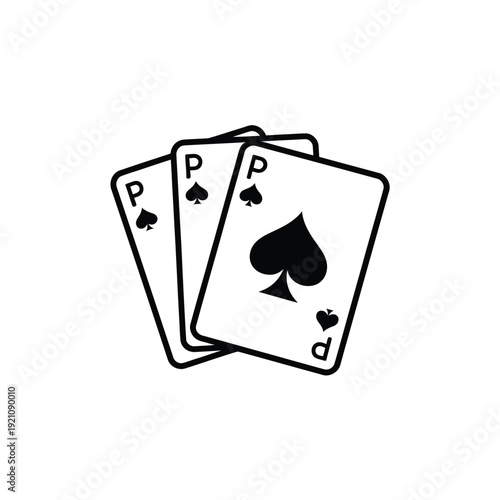 A simple illustration of three playing cards with spade suit