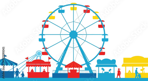 Colorful Ferris Wheel at Amusement Park.