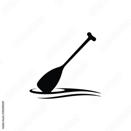 A black silhouette of a paddle on calm water with a subtle shadow effect.