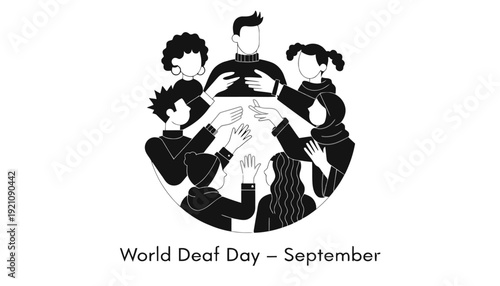 Diverse group of people communicating with hands in circle for World Deaf Day