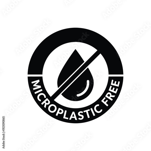 Vector illustration icon microplastic free icon symbol with water drop and prohibition sign