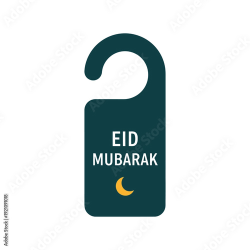Eid Mubarak door hanger vector clipart with crescent moon for Islamic holiday decoration