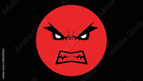 an angry red face graphic furrowed brows gritted teeth symbolizing frustration rage and warning ideal for design impact.