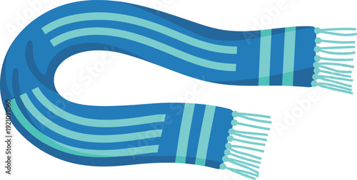 Winter Scarf Clothing Accessory Cartoon Vector Illustration with Striped Pattern for Cold Weather Fashion, Seasonal Wear, and Cozy Apparel Design
