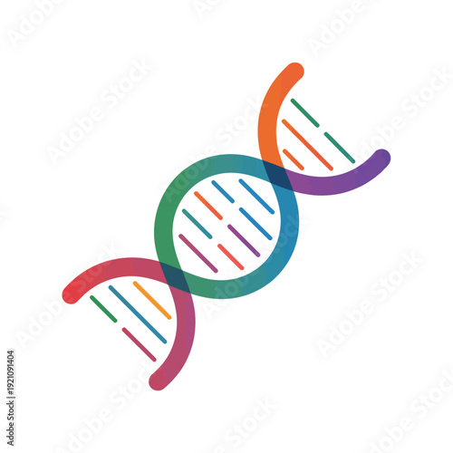 Colorful dna double helix structure in a circular abstract design