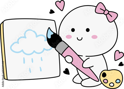 Karakter Lucu Back To School Menggambar Di Buku Gambar Chibi Clipart