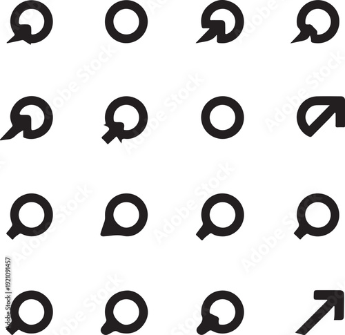 Collection of various speech bubble and arrow icons with different orientations and styles Vector
