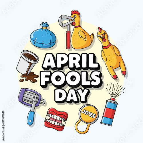 April Fools Day playful cartoon graphic