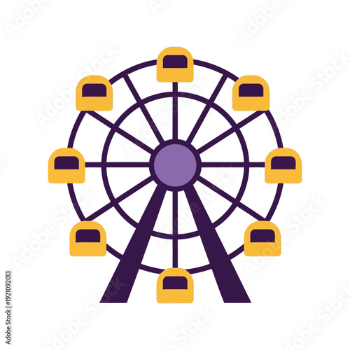 Ferris wheel vector clipart in flat style, amusement park carnival ride illustration