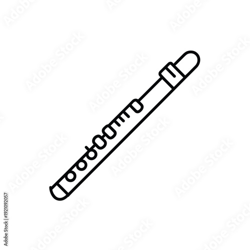 A simple line drawing of a recorder flute on a white background.