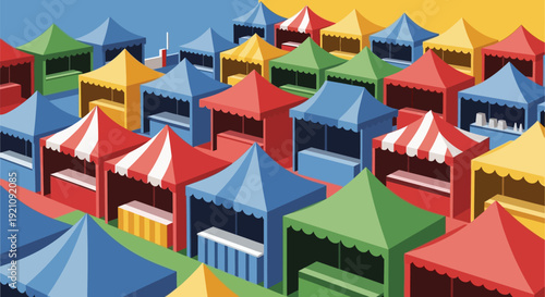 Colorful Market Stalls and Tents.