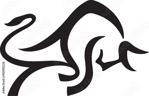 Dynamic line drawing of a stylized charging bull silhouette Vector