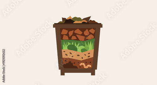 Compost Bin with Layers of Organic Waste.