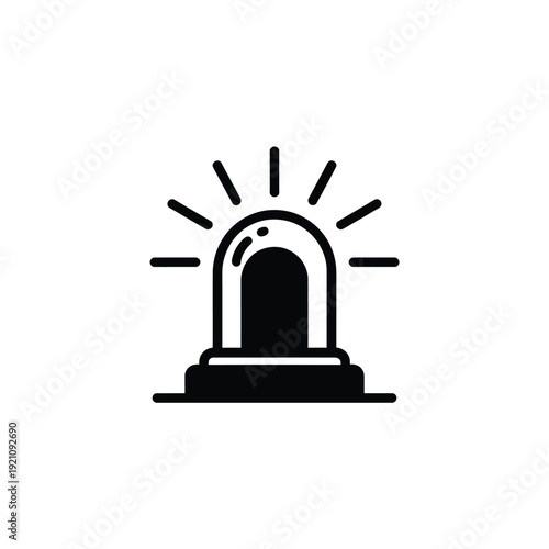 Simple black and white icon of a police siren on a plain white background