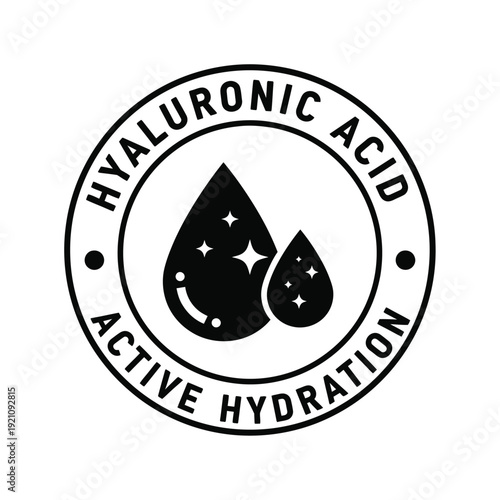 Vector illustration icon black and white hyaluronic acid logo with active hydration