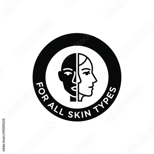 Vector illustration icon black and white logo for all skin types with contrasting faces