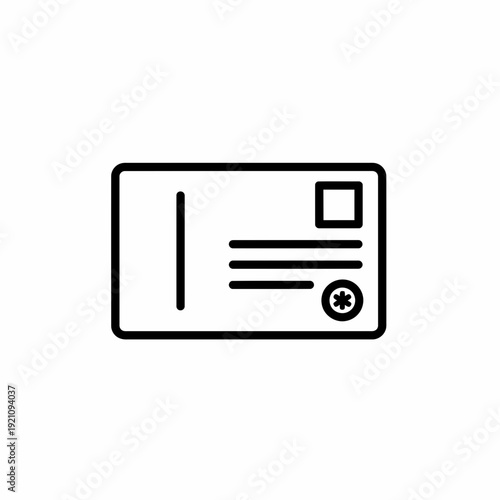 Simple postcard icon representing travel communication, mail, and sending greetings from afar.