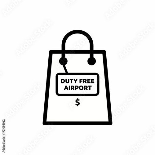 Duty-free airport shopping bag with dollar sign, symbolizing tax-free purchases and travel retail.