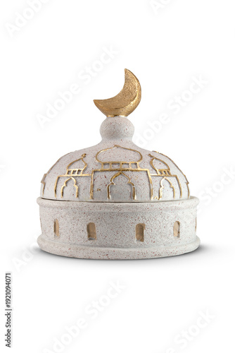 Ramadan decorative bowl for dates isolated on white background