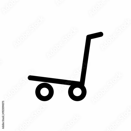 Simple trolley or luggage cart icon on white background, used for carrying bags at airports or stations.