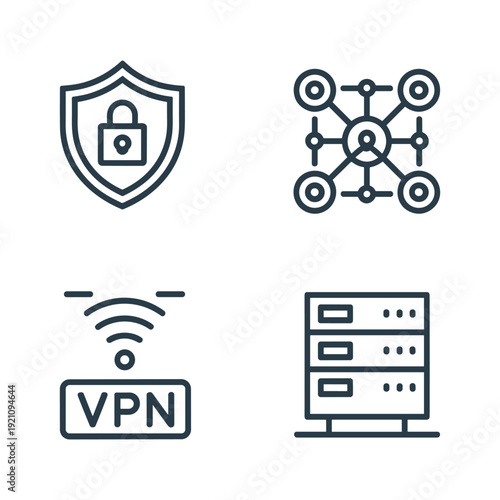 Cybersecurity And Network Security Icons Set Vpn