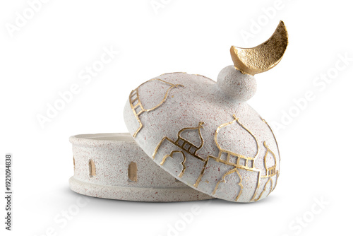 Ramadan decorative bowl for dates isolated on white background